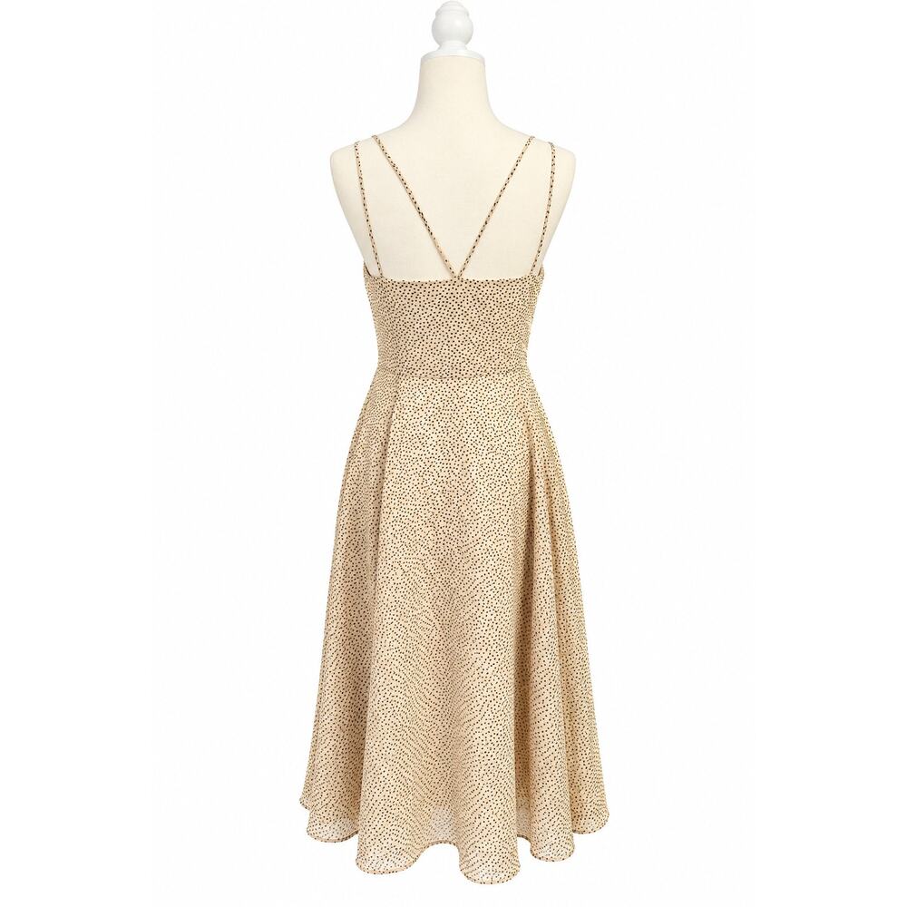 Romantic Quiet Luxury Feminine 100% Silk Polka Dot Strappy Midi Dress Theory 6 - Picture 6 of 14